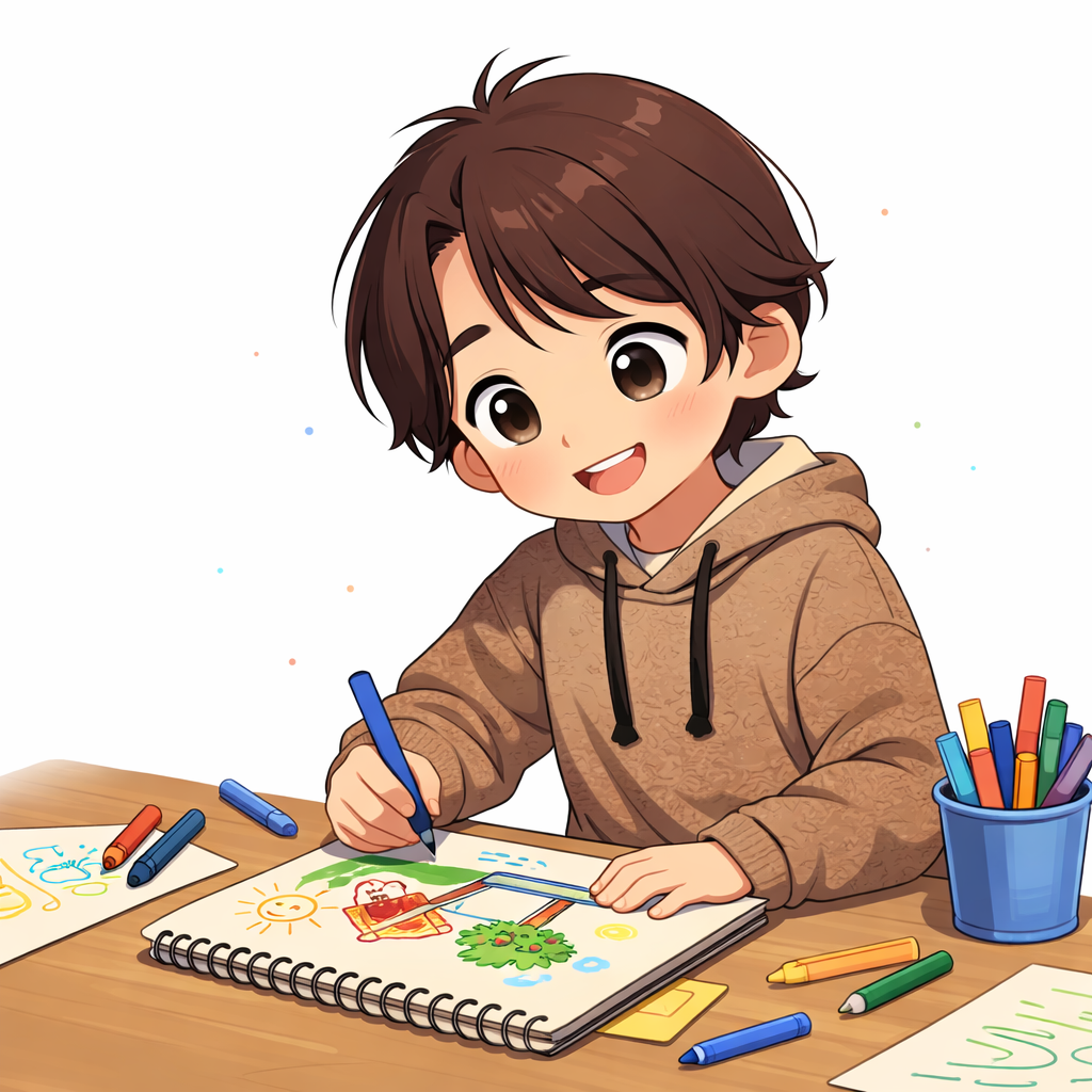A child drawing with Labeeb